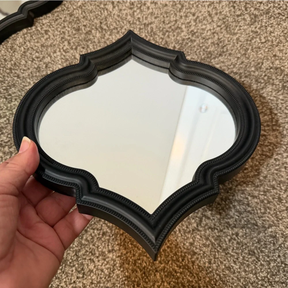 Black Lightweight Plastic Framed Mirror Set of 6